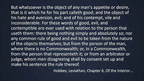 Hobbes on Good and Evil (quote)