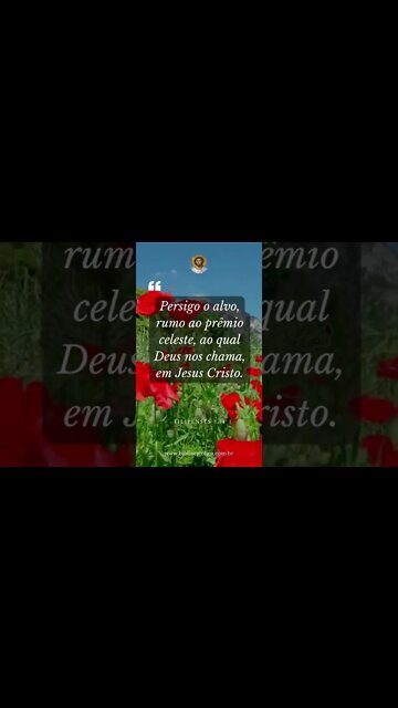 Filipenses 3,14 - Persigo o alvo, rumo ao prêmio celeste, ao qual Deus nos chama, em Jesus Cristo.