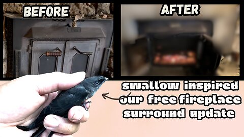 🔥 #Fireplace surround repair truly inspired by a little #swallow 🐦‍⬛| Diy design| backyard rocks