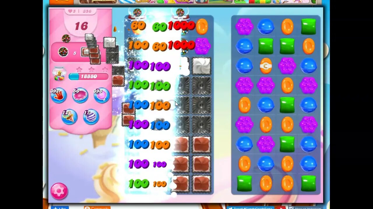 Candy Crush Level 356 Talkthrough, 28 Moves 0 Boosters