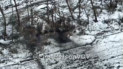 Footage of soldiers of the AFU under the arrival of suicide FPV drones in the Bakhmut direction