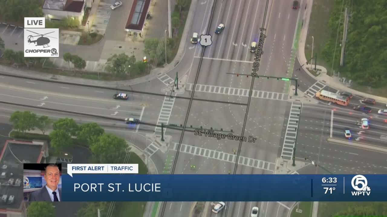 Chopper 5 video of law enforcement investigation on Crosstown Parkway in Port St. Lucie