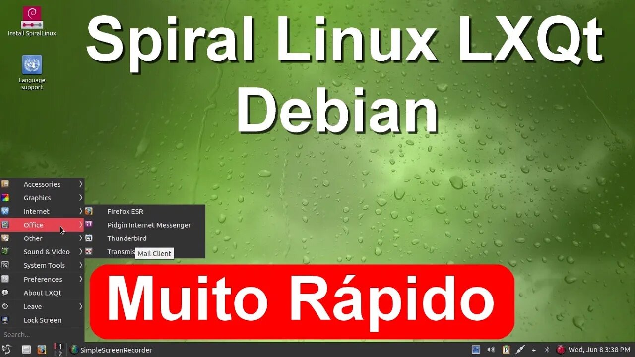 Spiral Linux LXQt. Uma Seleção de Spins do Debian. Distro Muito leve e Super Estável.