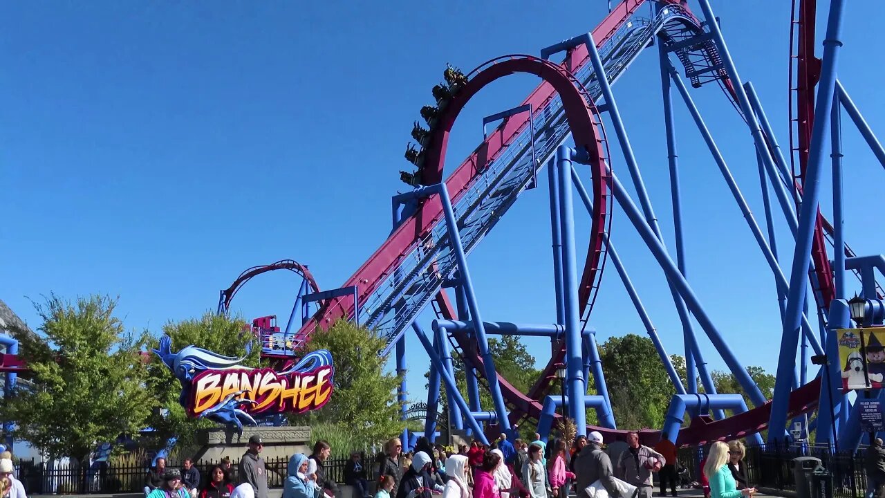 Banshee (Kings Island) off-ride footage [4K]