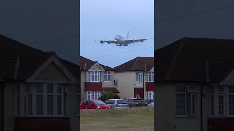 A380 low over houses at LHR🇬🇧