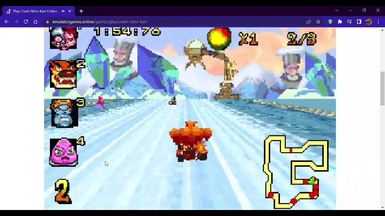 Crash Nitro Kart (GBA) - Barin Track 1: Meteor Gorge