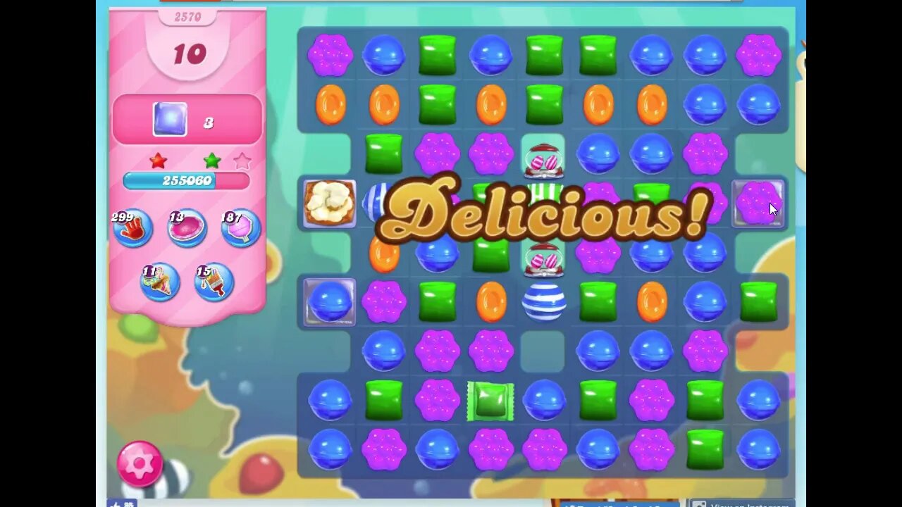 Candy Crush Level 2570 Audio Talkthrough, 2 Stars 0 Boosters