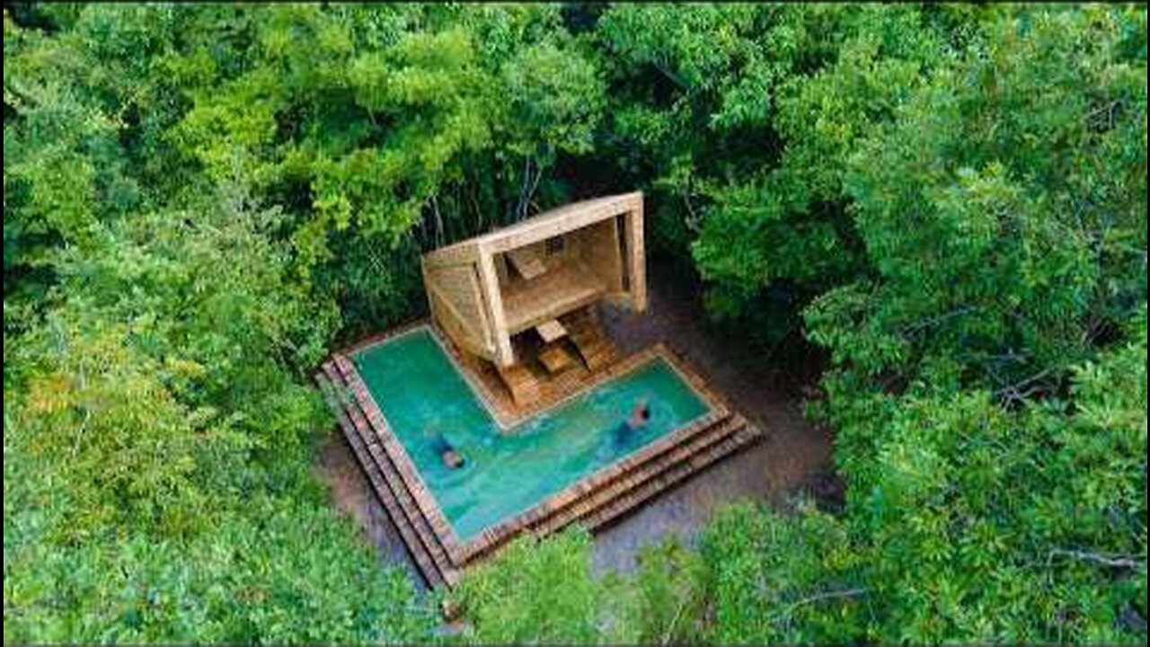 We Built The Most Beautiful Swimming Pool Around Bamboo Villa by Ancient Skills