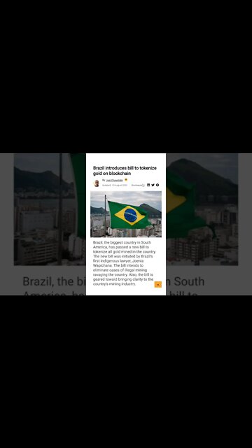 Brazil Introduces Bill To Tokenize Gold On Blockchain @aantonop @BenjaminCowen @BitBoyCrypto