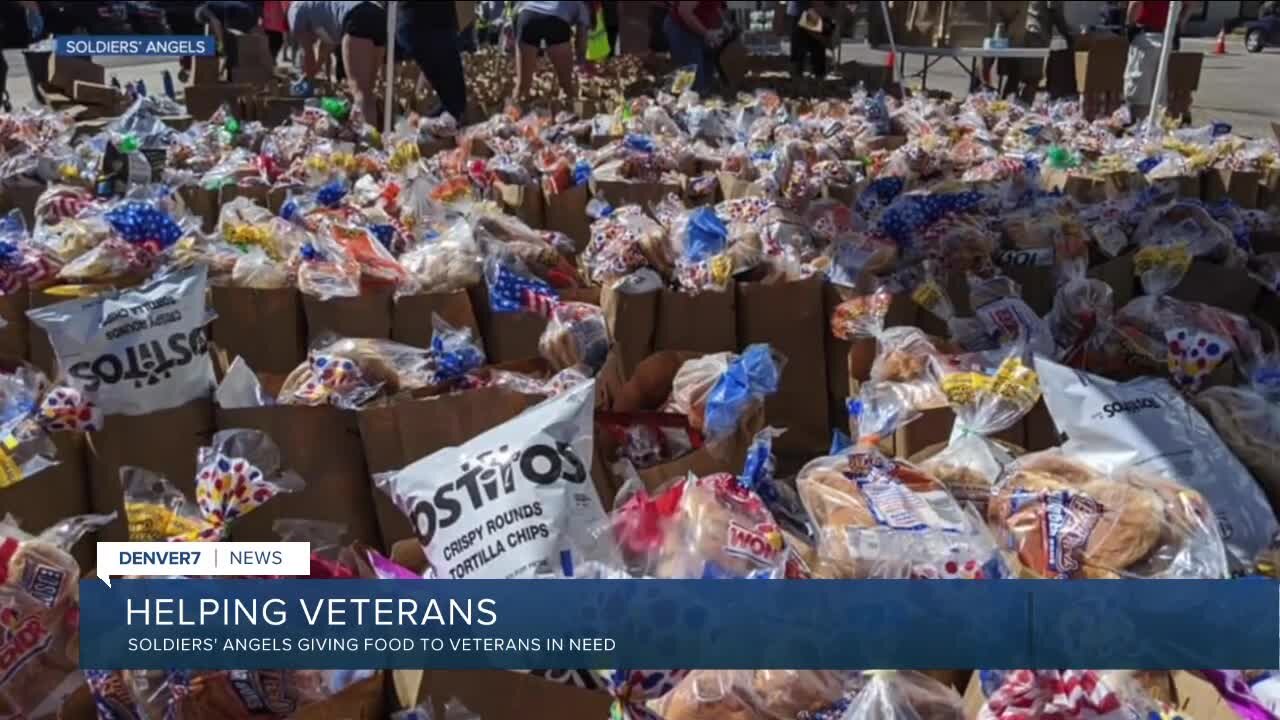 Soldiers' Angels giving food to needy veterans today