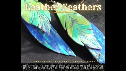 Summer Field, 4 inch Leather feather inspired earrings