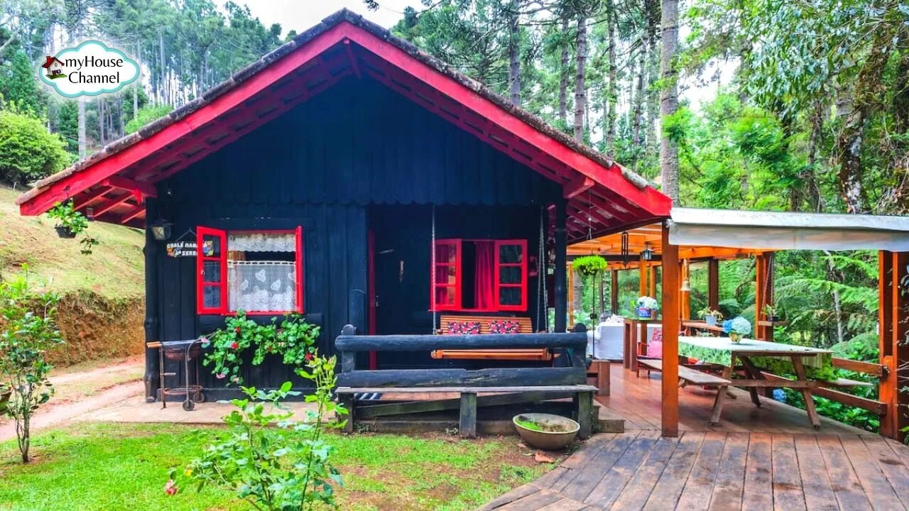 Casa de Campo em Campos do Jordão - Chalé de Madeira Rústico