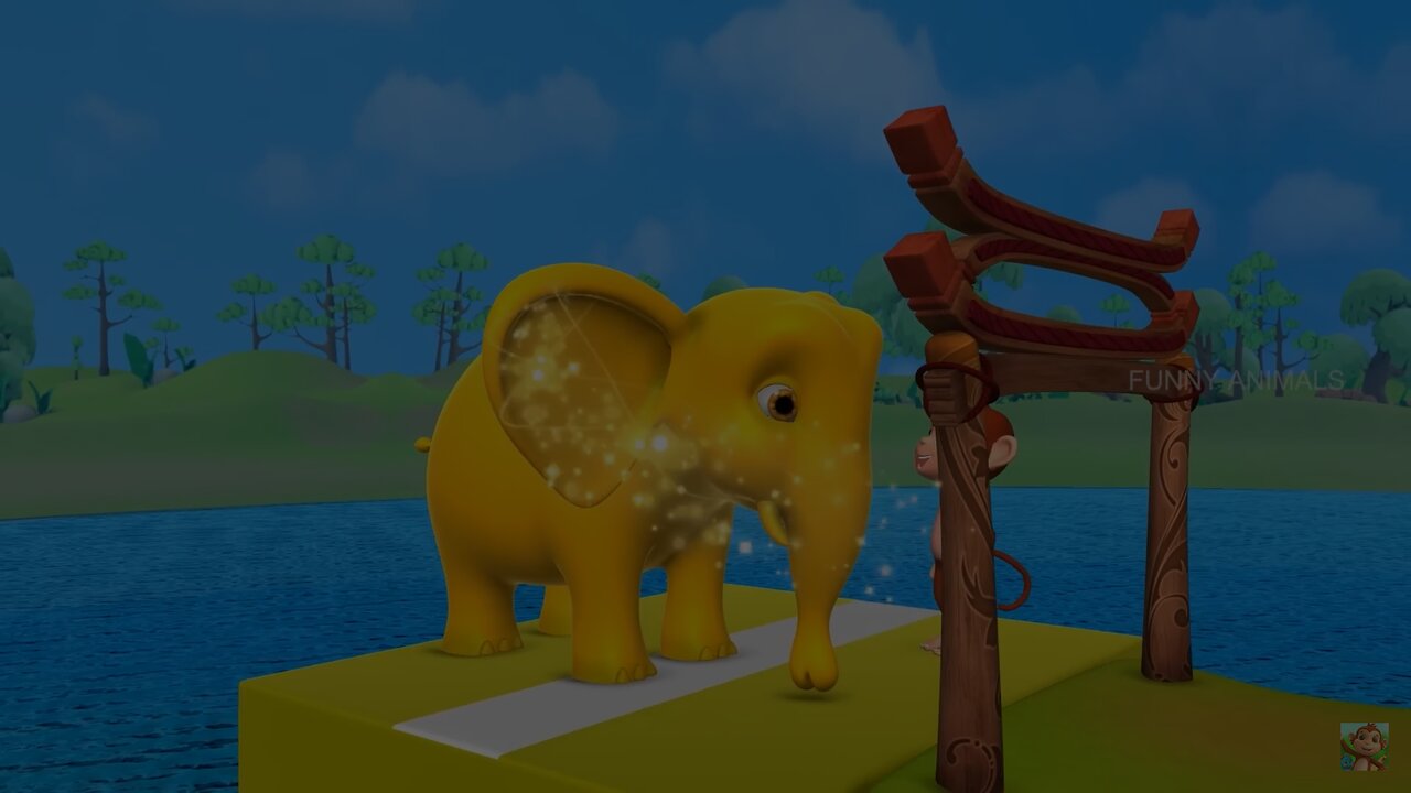 Golden Elephant Statue Game - Funny Animals Monkey, Gorilla Game | Cow Pig, Duck Animals Cartoons