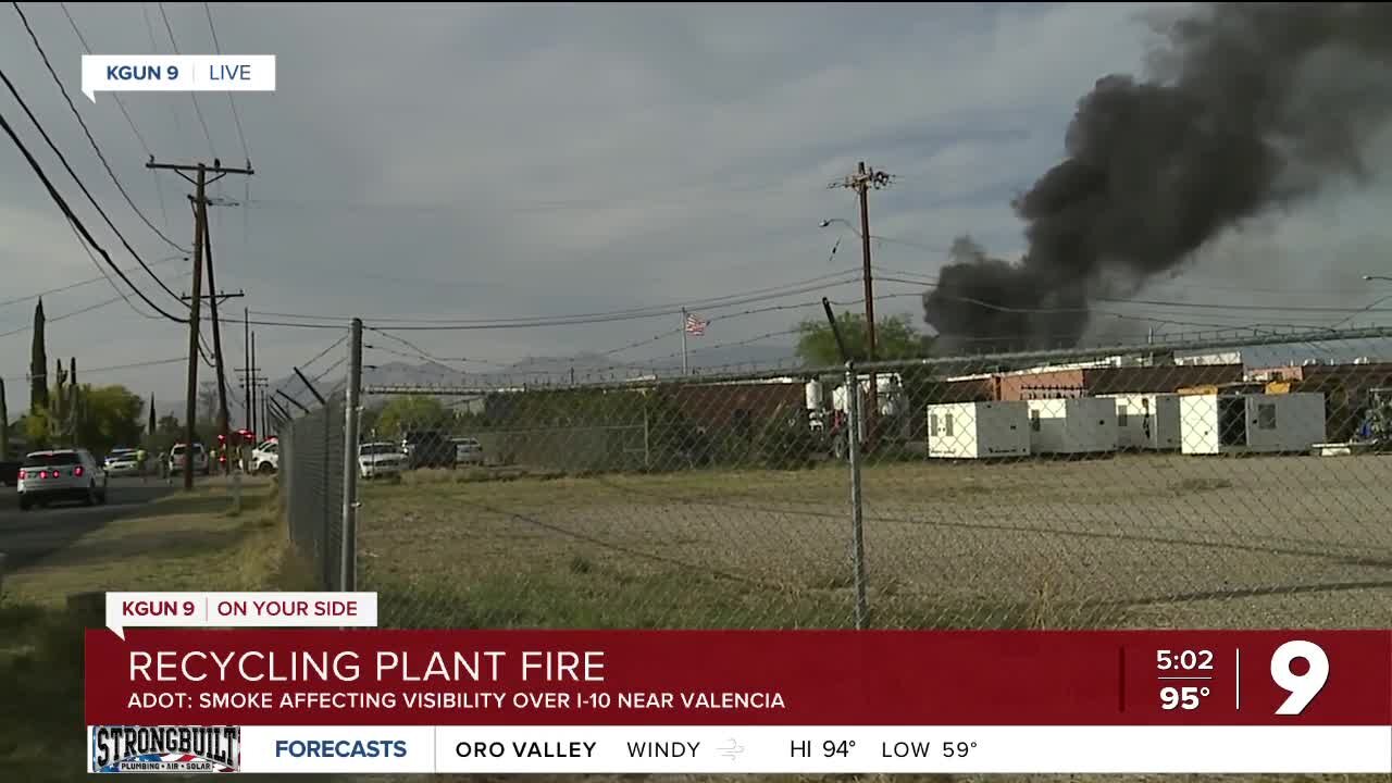 Fire at recycling plant fills skies with smoke