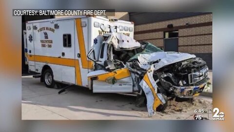 Ambulance destroyed in crash on Rt. 40 in White Marsh overnight