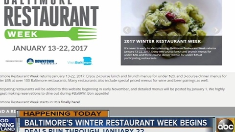 Baltimore's Winter Restaurant Week begins Friday