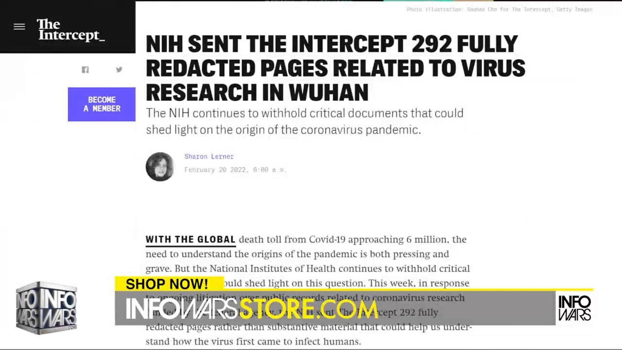 NIH Redacts All Documents Relating To Wuhan Lab Research