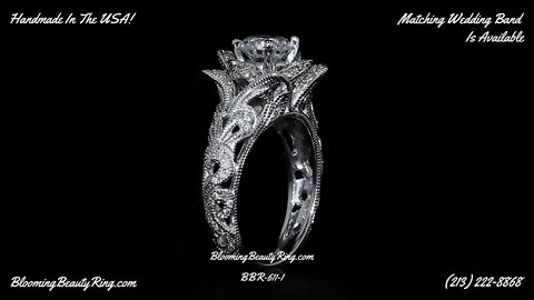 BBR-611-1E Blooming Rose Diamond Engagement Ring Up