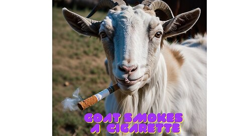 Goat smokes a cigarette