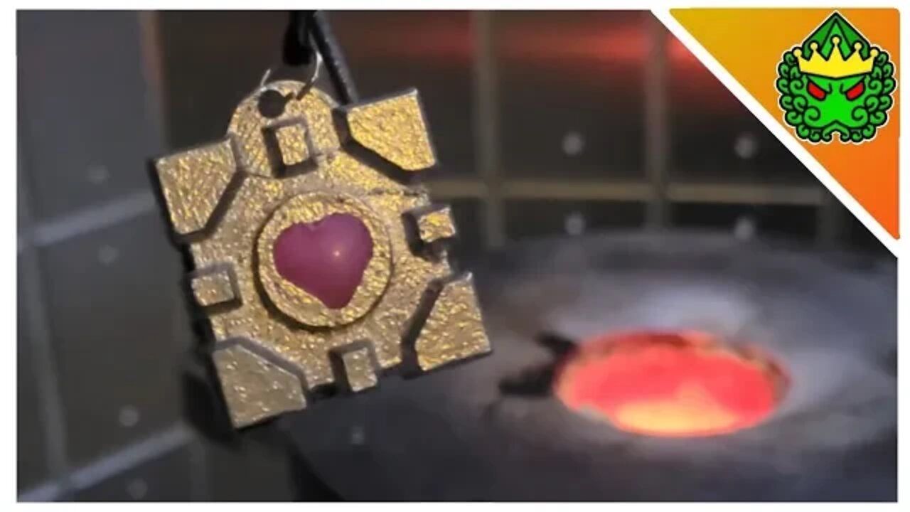 Companion Cube Pendants--melting scrap aluminum to metal casting/sand casting