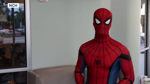 RAW: Spider-Man 'swings by' NCH North Naples