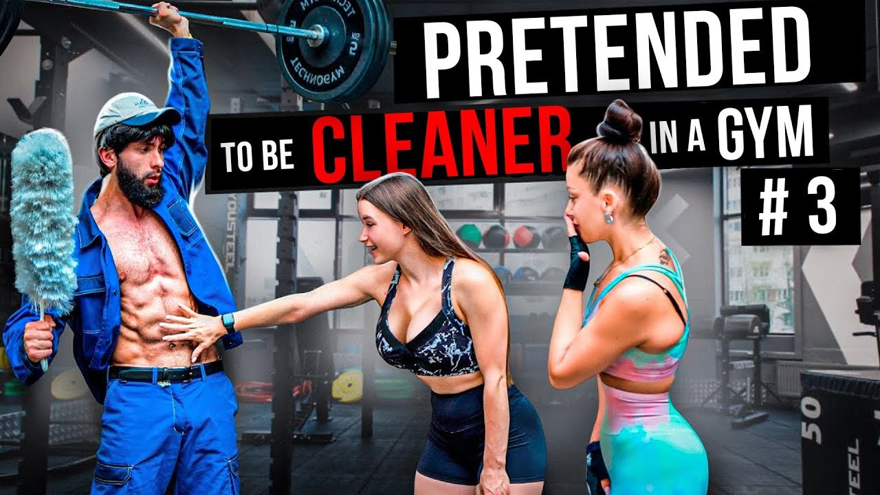 CRAZY CLEANER surprise GIRLS in a GYM prank - Aesthetics in public reactions