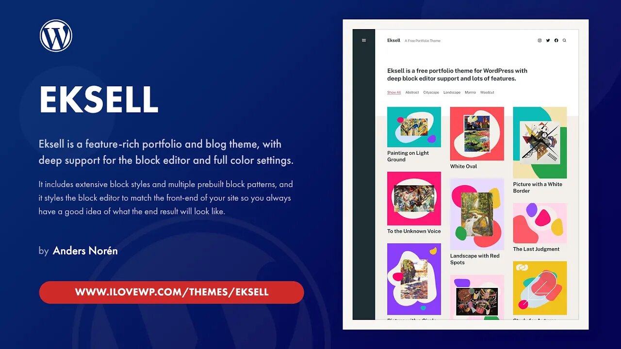 Eksell - a Free WordPress Portfolio Theme for Artists, Photographers and Videographers