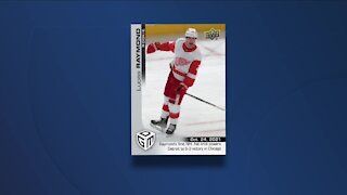 Lucas Raymond's first Red Wings card drops on Upper Deck's ePack site on Friday