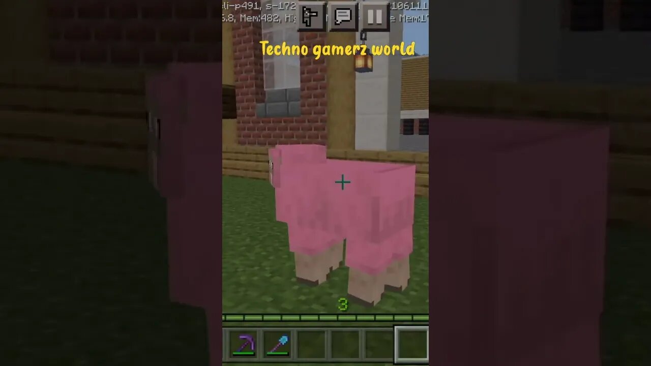 I found a pink sheep in techno gamerz world/castle #minecraftpe #shorts #subscribe