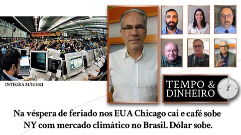 Na véspera de feriado nos EUA Chicago cai e café sobe NY com mercado climático no Brasil. Dólar sobe