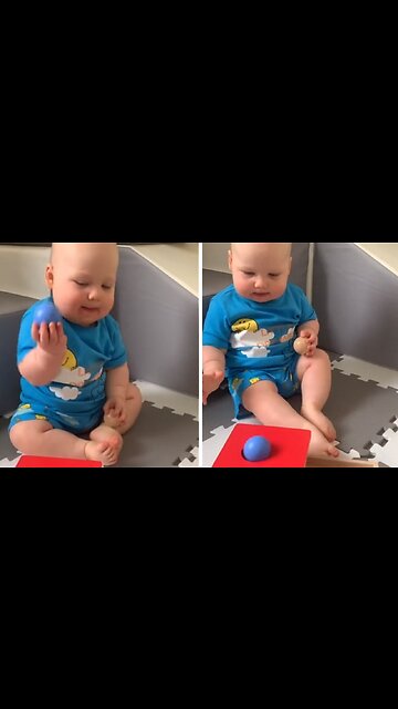 Baby unknowingly pulls off epic trick shot