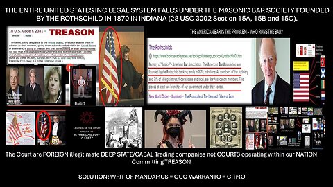THE USA INC LEGAL SYS IS THE MASONIC "BAR" ASSOC/SOCIETY FOUNDED IN 1870 - RUN BY TRAITORS 28USC3002