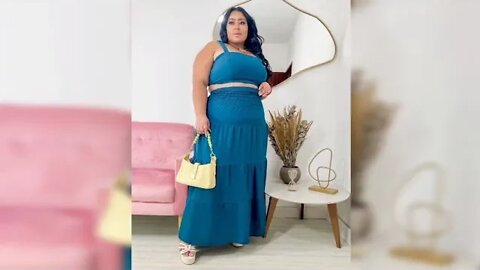 ✳️ CONJUNTO FEMININO CROPPED E SAÍA LONGA PLUS SIZE