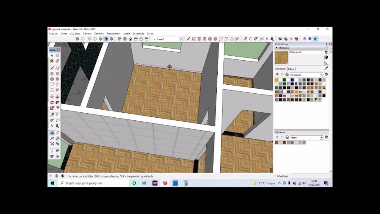 tutorial de sktchup modelando rodape i piso com rejunte