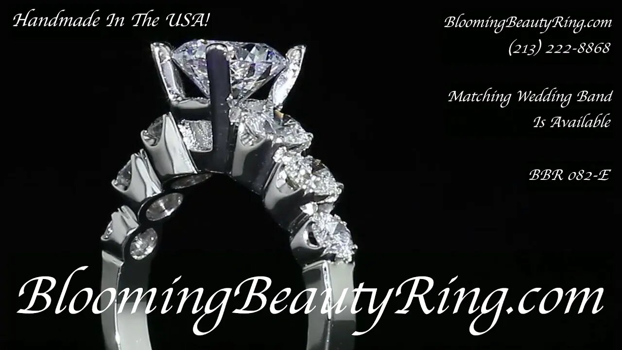 BBR 0082E 7 Stone Diamond Engagement Ring Close Up