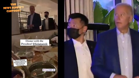 Joe and Jill walk through fancy restaurant without masks in spite of mask mandate.