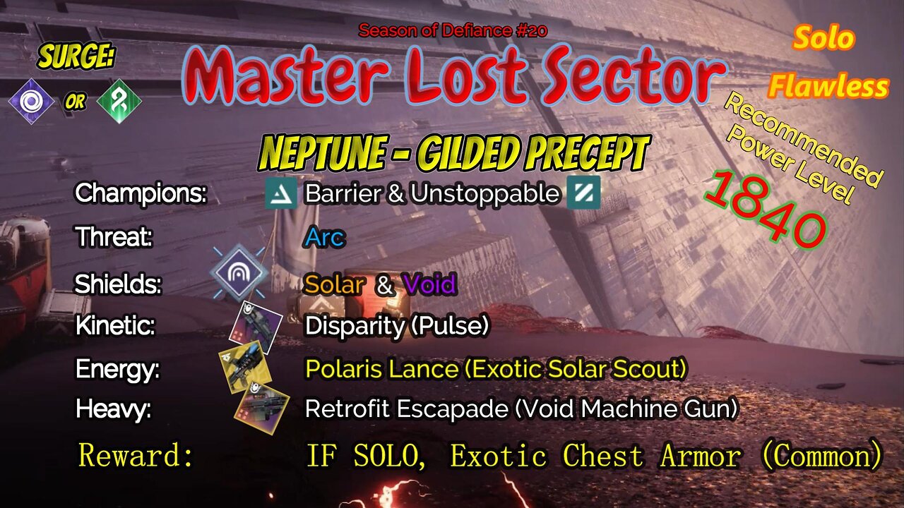 Destiny 2 Master Lost Sector: Neptune - Gilded Precept on my Void Titan Solo-Flawless 5-18-23