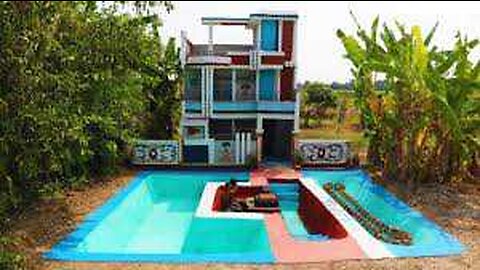 Spend 80 Days In Forest To Build Creative 3 Story Mud Villa With Pool , Fish Pond & Cooking Stove