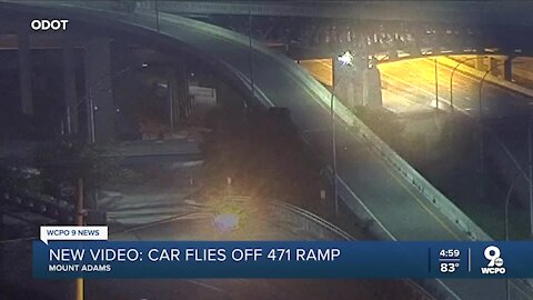 Video shows car fly off a ramp in downtown Cincinnati