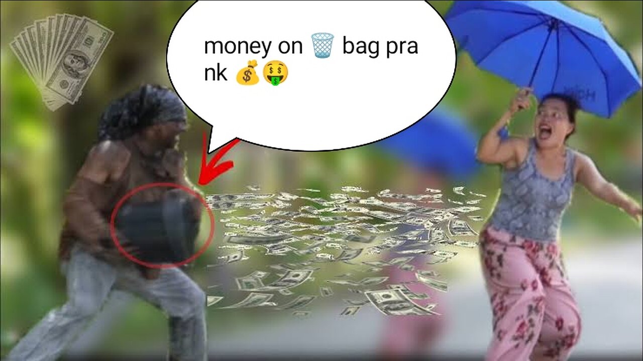 Money on trash bag prank 🗑️