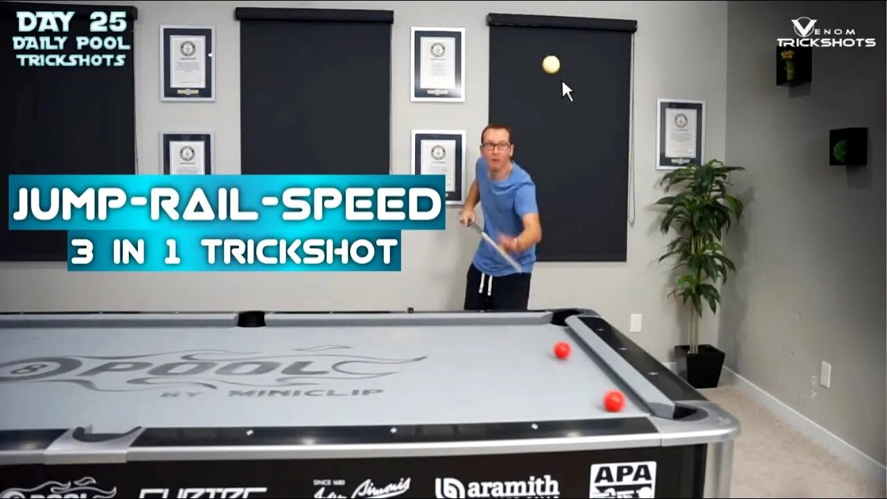 DAILY Pool Trick Shot - DAY 25 -Jump Rail Speed - Venom Trickshots