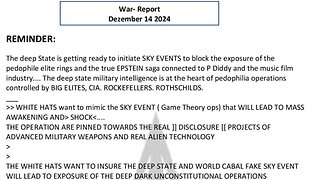 WAR REPORT - REMINDER - THE DEEP STATE ARE GETTING READY