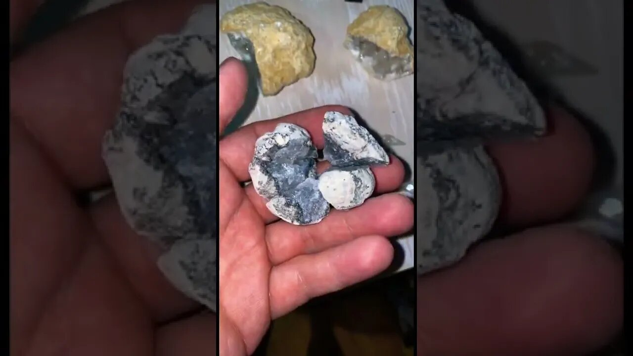 Smashed open geode crystal