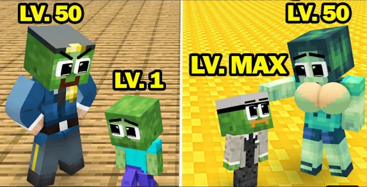 Monster School - BABY ZOMBIE Lv.1 - Lv.Max - Minecraft Animation