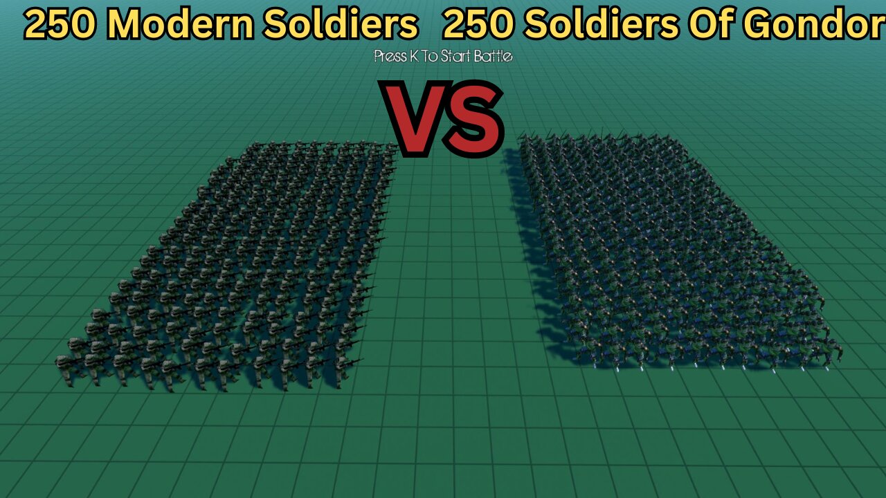 250 Modern Soldiers Versus 250 Soldiers Of Gondor || Ultimate Epic Battle Simulator