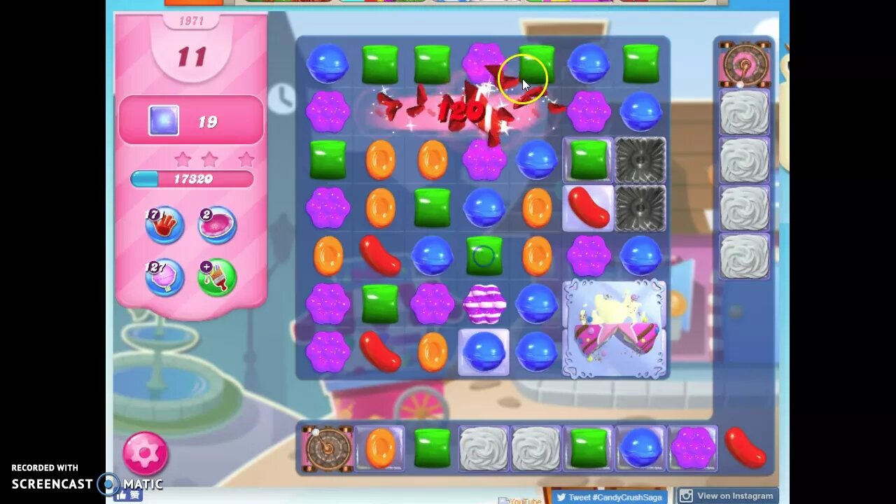 Candy Crush Level 1971 Audio Talkthrough, 2 Stars 0 Boosters