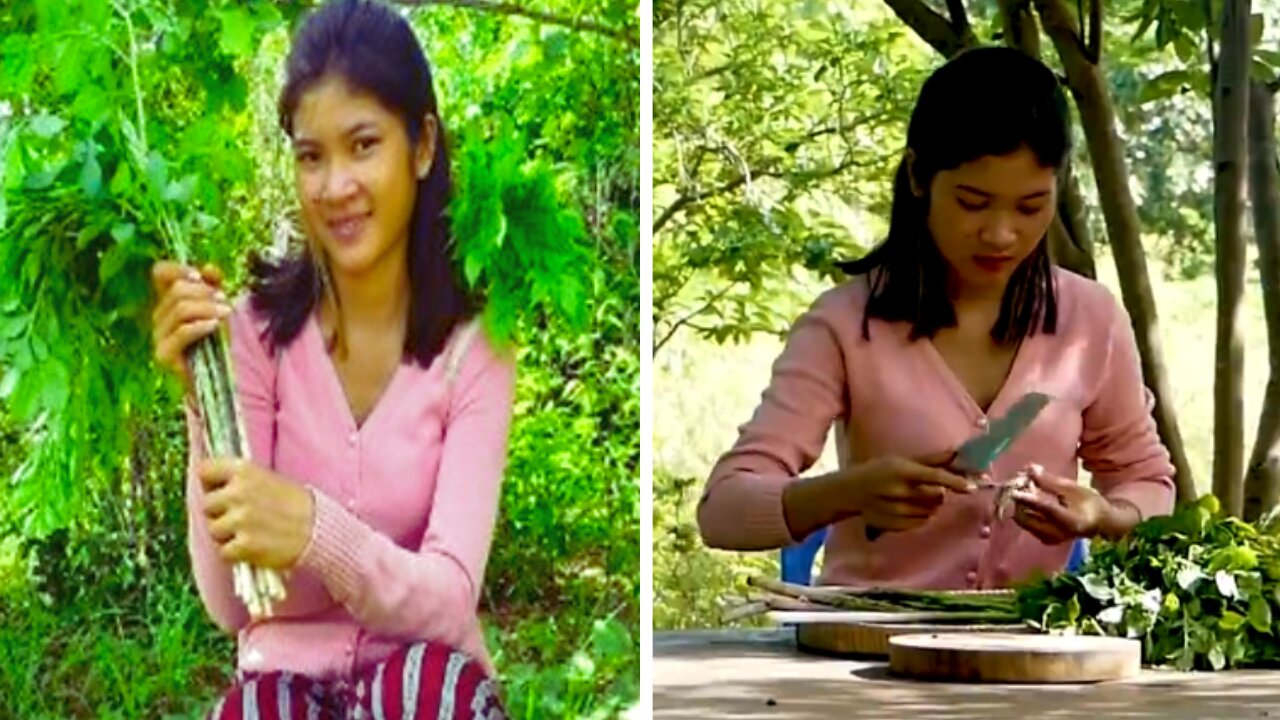 Countrywoman Gathers Wild Plants To Cook For Her Meal!