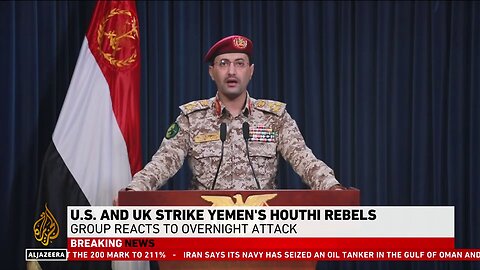 The spokesman of Yemen's Houthi armed forces, Yahya Saree, makes a statement