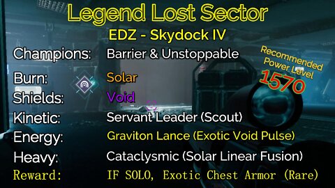 Destiny 2 Legend Lost Sector: EDZ - Skydock IV on my Hunter 10-13-22