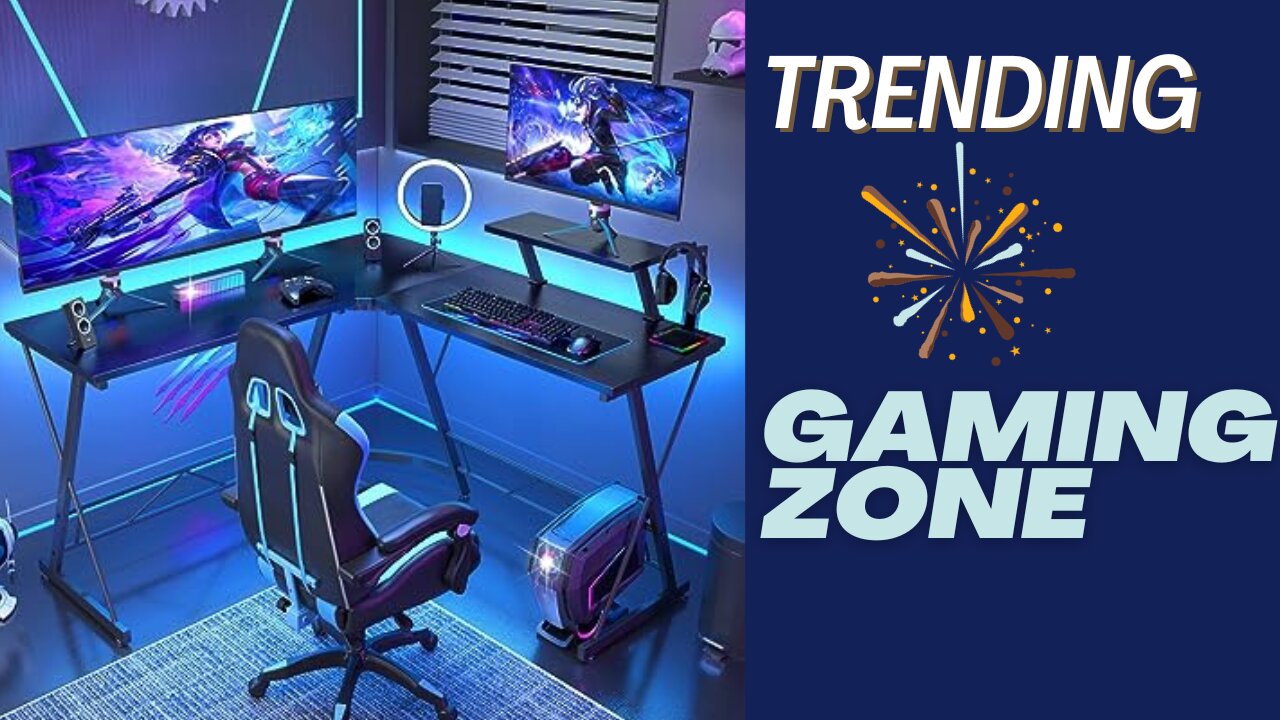 Gaming Computer Home Office Writing Workstation with Large Monitor Stand, Easy to Assemble